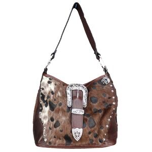 Raviani Handbag Cowhide Cross Western Bling Leather Rodeo Biker Cowgirl Purse